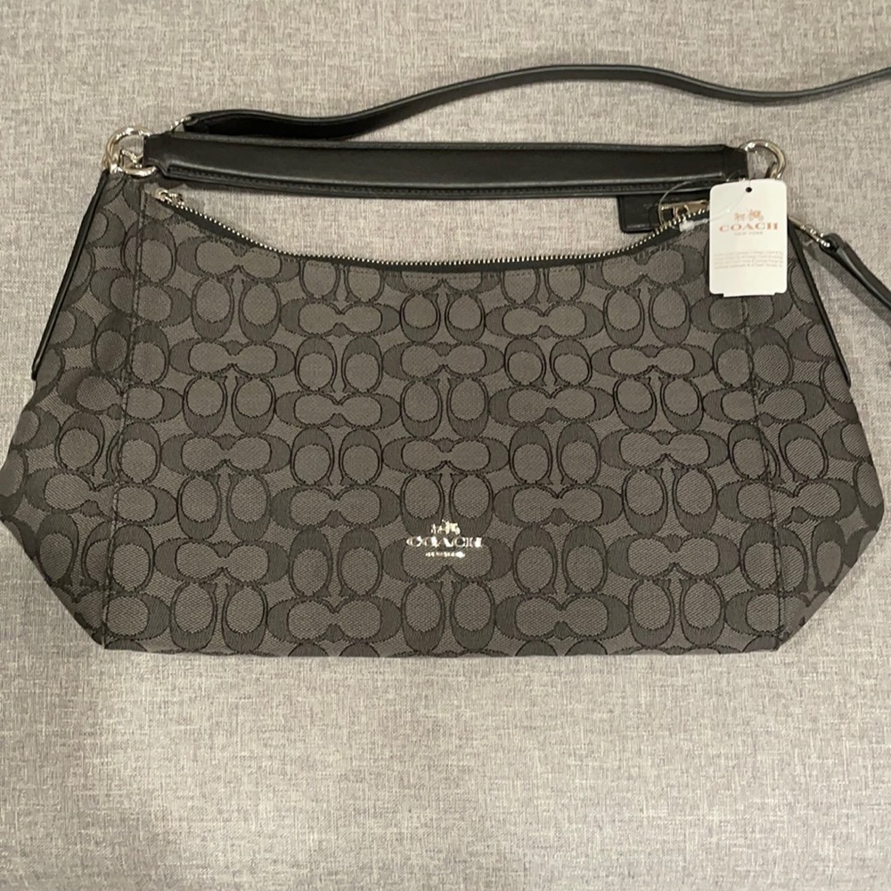 Coach East/West Smoke Black Convertible Purse